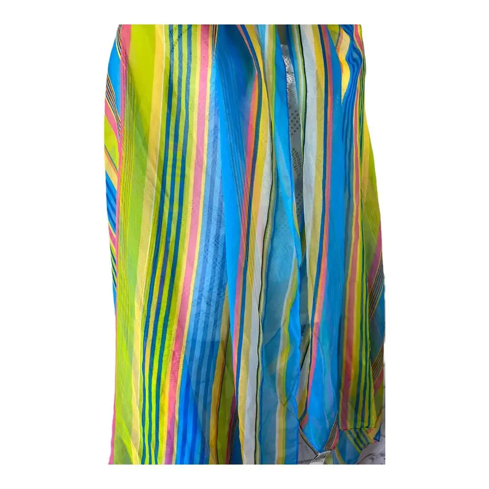 Palm Court Rainbow Pastel Shawl Scarf Wrap Sheer Made in India